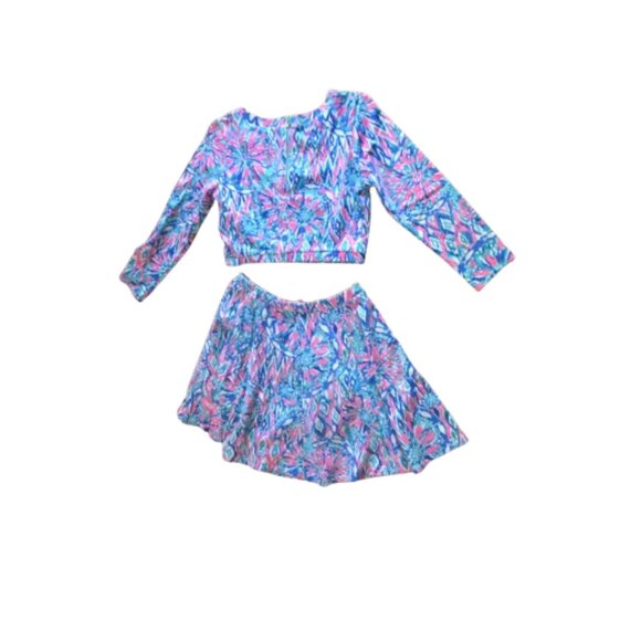 Lilly Pulitzer Carlita Set 2-Piece Crop Top & Skort Large Vibrant Pattern Cotton - Picture 10 of 12